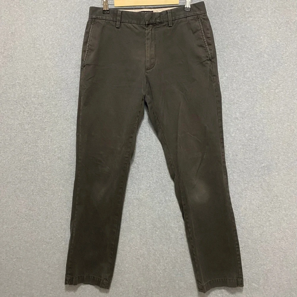 BANANA REPUBLIC Mens 33x34 Emerson Chino Pants Dark Gray Cotton Casual Straight